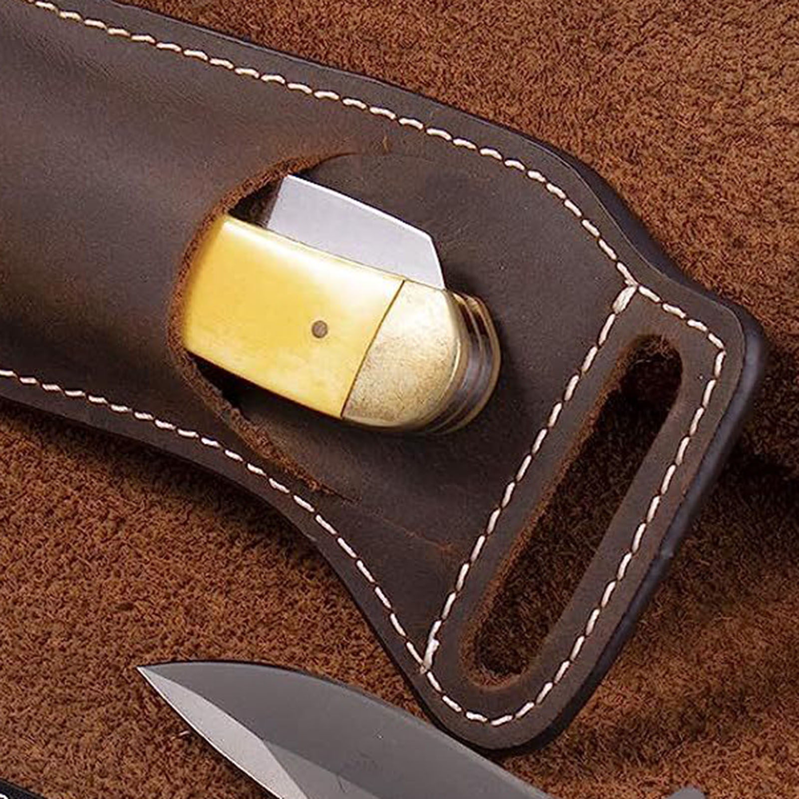 Brown Leather Knife Waist Bag  - Edc Carry Essentials ulasan dan harga
