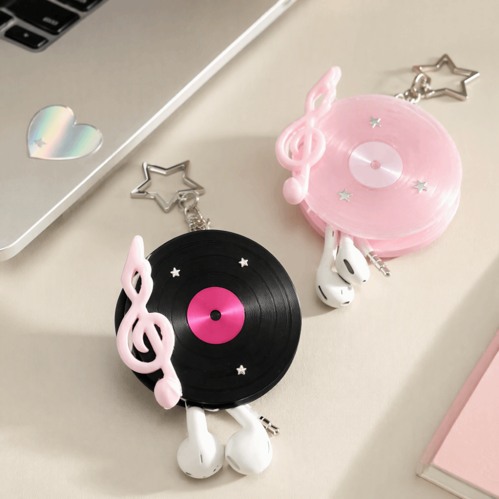 Y2K Vinyl Record Keychain Star - Cable Winder Keychain ulasan dan harga