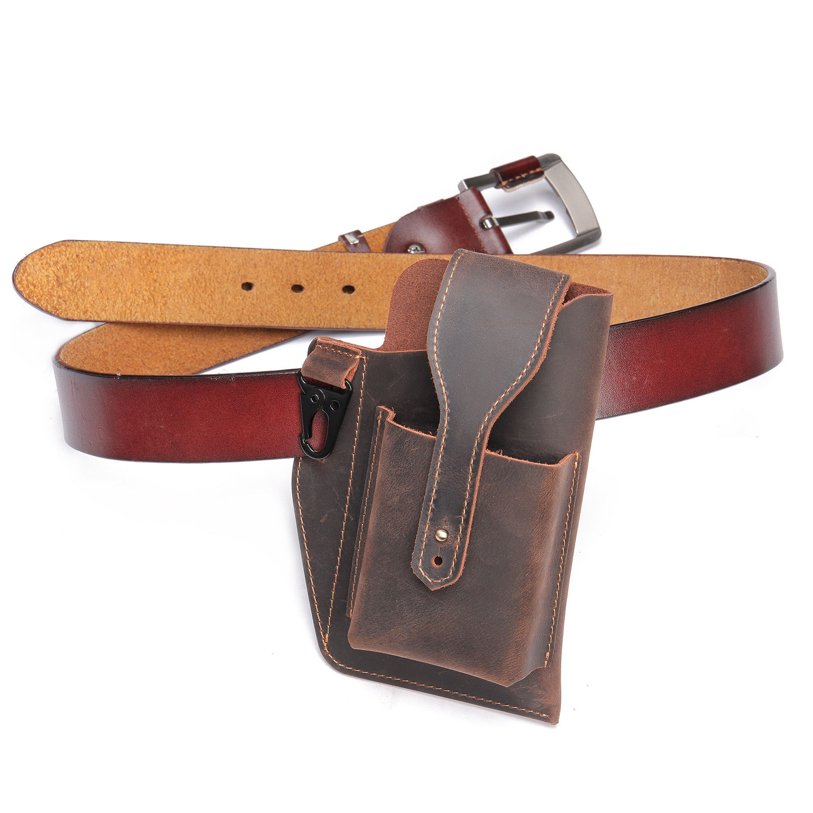 Crazy Horse Leather Phone Hols - Edc Carry Bag For Men ulasan dan harga