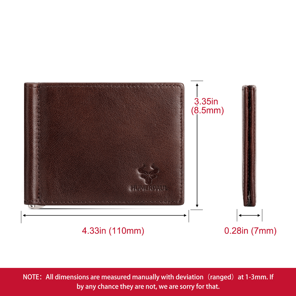 Genuine Leather Mens Slim Wall - Money Clip Magnetic ulasan dan harga